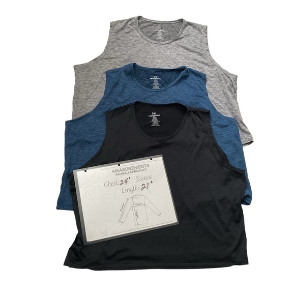 Real Essentials Racerback Activewear Tank Tops Blue Gray Navy Lightweight SZ 2XL - Picture 10 of 10